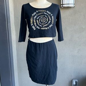 Black two piece crop and pencil skirt size large